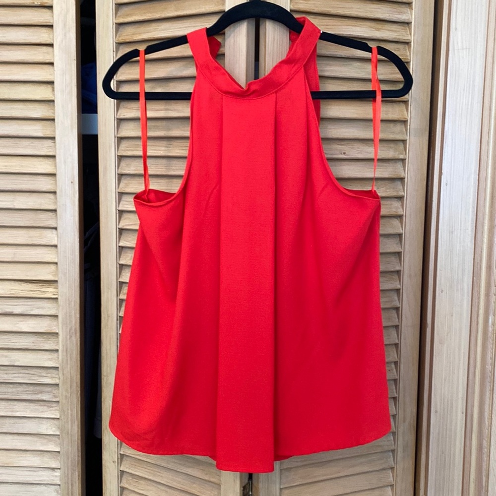 Red halter top with high neck, size M